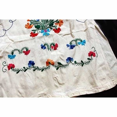 古着 ビンテージ 80s コットン 花柄 刺繍 メキシカン ワンピース 美品 fit=scale-down,w=1200