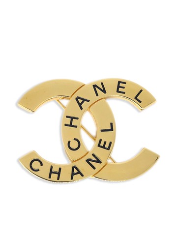 CHANEL Pre-Owned - 1998 logo-engraved CC brooch - women - Gold Plated - One Size