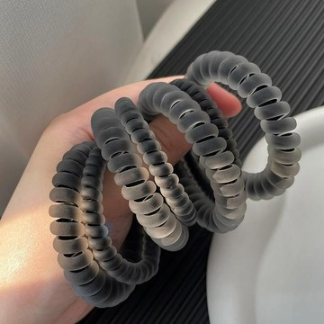 【10根裝】透色磨砂線髮圈 電話線髮圈 簡約耐用高彈力皮筋女扎頭 不傷發頭繩 馬尾發繩 磨砂電話線髮圈 磨砂髮繩