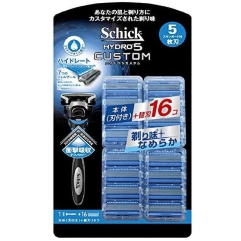 送料無料】シック ハイドロ5カスタム 5枚刃 本体(刃付き)＋替刃16個付