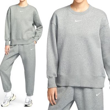 Nike As W Nsw Phnx Flc Os Long Cre 長袖 女款 灰色 寬鬆 FZ4271-063