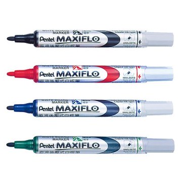 【Pentel 飛龍】後壓式白板筆 細字圓頭 1.5mm 36支/件 MWL5S(紅、黑、藍、綠)
