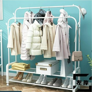 衣帽架落地臥室雙桿晾掛衣架家用置物架【雲木雜貨】