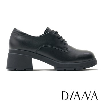 DIANA  真皮復古綁帶厚底牛津鞋 黑色 #55783