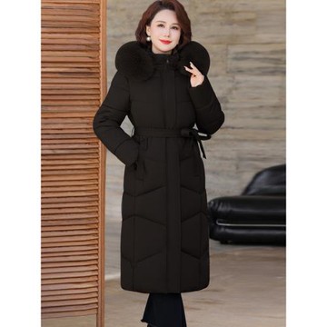 媽媽羽絨棉服女中長款2025新款棉襖奶奶冬裝外套中老年人秋冬棉衣