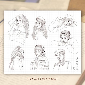 繪畫研究 ver22 (hamil) 復古女孩女士角色貼紙