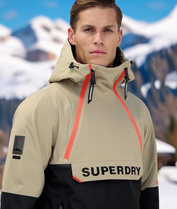 Superdry Men's Freestyle Overhead Ski Jacket Beige Size: XL