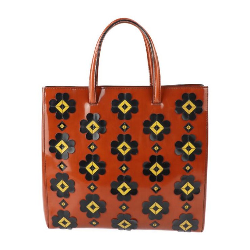 美品 プラダ トートバッグ B2381F レザー ブラウン系 ブラック 2WAY  