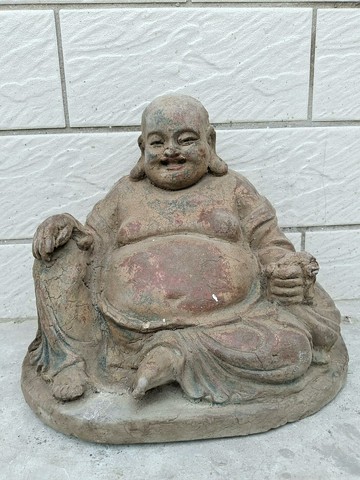 沉香合香材質佛像造像擺飾工藝品彌勒佛高23公分