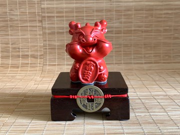 天然硃砂小擺件 富貴龍 開運小物 帝王砂 贈底座