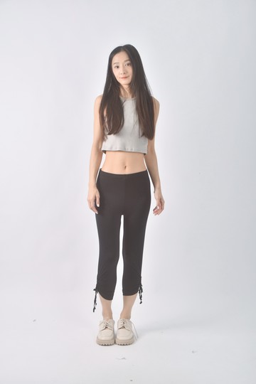 (2XL) fashion magic抓皺縮口黑色長褲