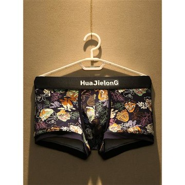 3條男士內褲純棉印花柔軟潮男平角褲青年性感四角短褲頭潮牌底褲