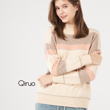 【Qiruo 奇若名品】專櫃三色小羊毛上衣 精品時尚保暖(三色小立領造型長袖羊毛衣-2004A-40)