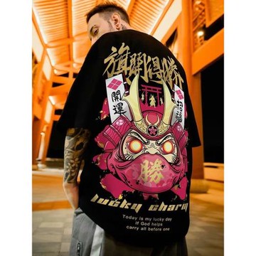 2022新款潮牌短袖男國潮中國風胖子男裝T恤寬松潮流加肥大碼半袖