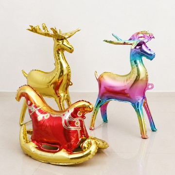 聖誕馴鹿氣球 場景氣球 佈置道具 麋鹿 氣球 3D立體 聖誕節佈置 鋁箔氣球 派對裝飾 場地佈置