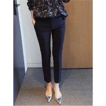 春夏西裝褲女九分小直筒褲顯瘦八分褲小個子工裝褲煙管褲女深藍色