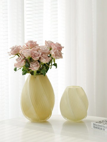 【可開發票】 宅配到府 花瓶 玻璃花瓶花瓶客廳插花玻璃花瓶輕奢高級感擺件干花水養簡約家居裝飾品簡約~優樂悅