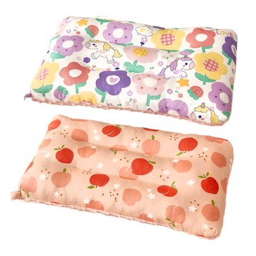 純棉可水洗安撫兒童荳荳枕頭 43 x 28 x 6cm 2個1組  花朵獨角獸 多色 + 小蘋果 橘色