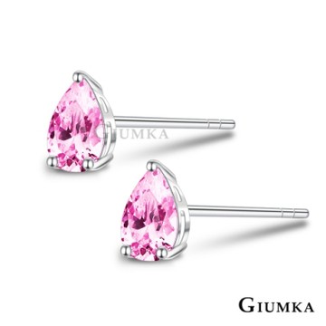 GIUMKA純銀耳釘女士耳環925純銀 梨形切面水滴粉鋯/白鋯 5x7MM MFS09063