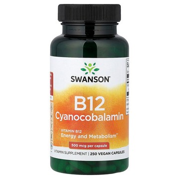 Swanson Vitamins, 維生素 B12（氰鈷胺），500 微克，250 粒膠囊
