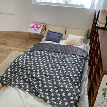 bebehome 柔軟親膚顆粒安撫毯 親子荳荳被 四季款  100 x 80cm  比熊 黑色 + 白色