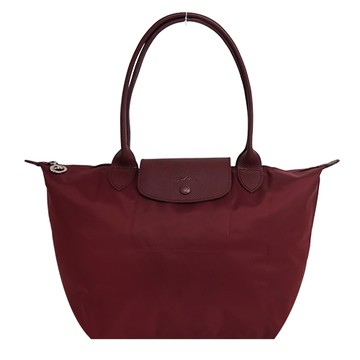 LONGCHAMP LE PLIAGE ONE系列長把尼龍單色摺疊水餃包(中/酒紅)