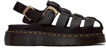 Dr. Martens 黑色 Wrenlie Grizzly Leather Fisherman 凉鞋