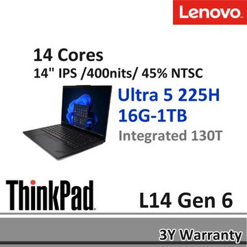 Lenovo 聯想 ThinkPad L14 G6 14吋AI筆電 Ultra 5 225H/16G/1TB/Win11 Pro/三年保固/商務軍規