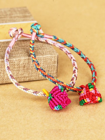 手工編織五彩繩小粽子兒童手鏈隨身手繩護身平安端午節禮物吉祥物