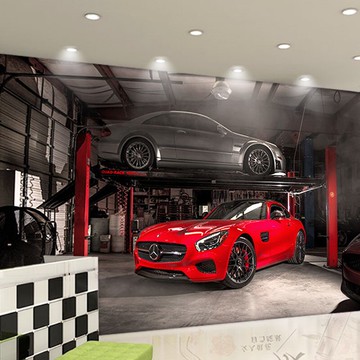 汽車墻紙4S店休息區裝飾背景墻裝修3d立體壁畫改裝車汽修廠壁紙