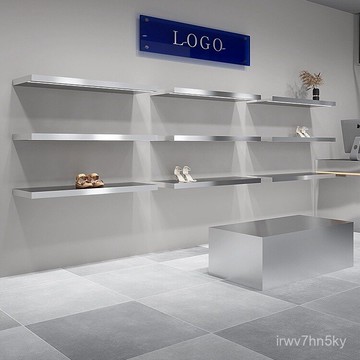 ✅開立發票 鞋店鞋架展示架上墻壁掛不銹鋼鞋貨架高檔服裝店鞋包包陳列置物架 TWCA