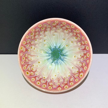 孔雀開屏中茶碗 130ml 邱毓寧 鶯歌燒 A5-14