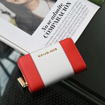 MICHAEL KORS JET SET 撞色防刮拉鍊零錢包(橘紅)