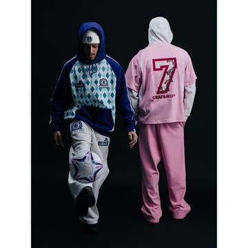 GRAF原創品牌【足球俱樂部】Blokecore花卉天使惡魔加絨套頭帽衫