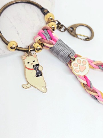Paris*Le Bonheun。幸福手作。牛奶貓。編織鑰匙圈