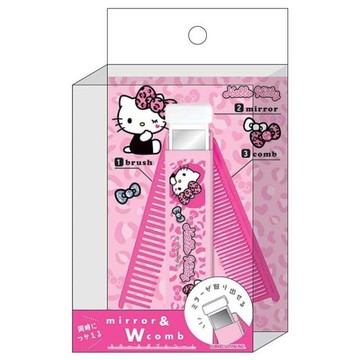 小禮堂 Sanrio 三麗鷗 Hello Kitty 三合一鏡梳組 (粉豹紋款)