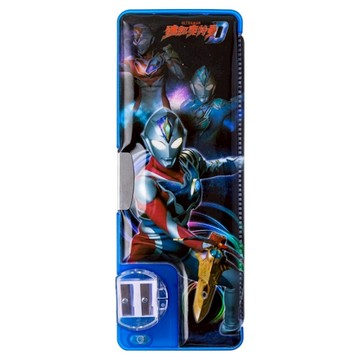 iiGEN 流沙雙層筆盒 塑料  奥特英雄 藍色  1個