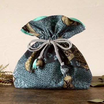 古董和服抽繩錢包FUGURO中號帶來幸福