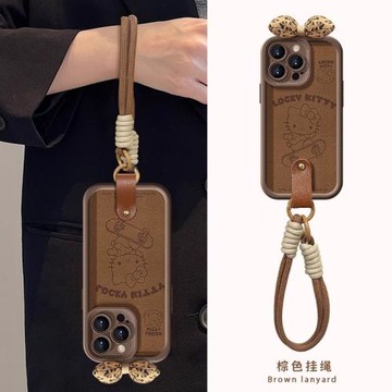 適用OPPOFindx7手機殼新款凱蒂貓蝴蝶結咖色x5/6pro美拉德輕奢reno12全包防摔11女神款氣質10小羊皮9硅膠軟殼