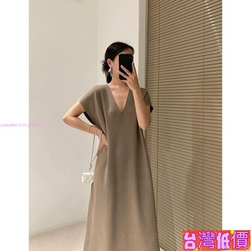 悅裳💎台灣免運💎【62%回購率】特大碼2022新款茶歇法式設計感長款寬松顯瘦顯高級感簡約連衣裙女