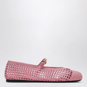 Begonia-colored crochet knit ballet flats