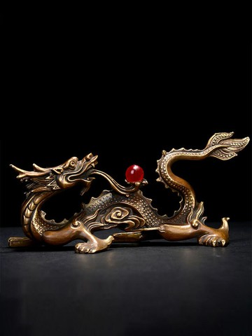 禪意閣 銅龍擺件工藝品純銅家居客廳裝飾品辦公室送禮擺設