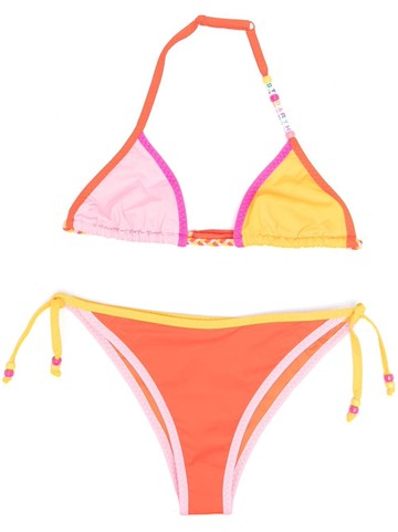 MC2 Saint Barth Kids - TEEN triangle-cup colour-block bikini set - kids - Polyamide/Spandex/Elastane - 16 yrs - Orange