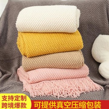 針織豆豆毯加厚保暖冬季辦公室沙發午睡小蓋毯子酒店民宿披肩毛毯