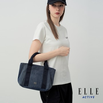 【ELLE ACTIVE】丹寧風托特包大容量手提包-深藍色(EA26S1FB604-39)