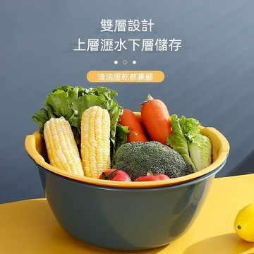 【台灣出貨】洗菜盆瀝水籃雙層新款洗水果盤廚房淘菜洗菜籃子家用多功能濾水籃洗菜籃 瀝水籃 切菜籃