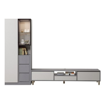 直人木業-JASPER現代風展示電視櫃組290公分(鋁框短門80公分+電視櫃210公分)(三抽置右)