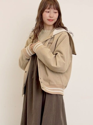 運動風兩穿帽拉鍊設計英文刺繡外套(0F001308710) - Samansa Mos2