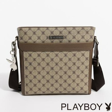 PLAYBOY - 下沉式斜背包  Iconic Grid系列 - 咖色
