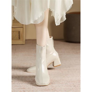 小碼3133切爾西短靴女2023新款秋冬加絨增高馬丁靴粗跟單靴瘦瘦靴